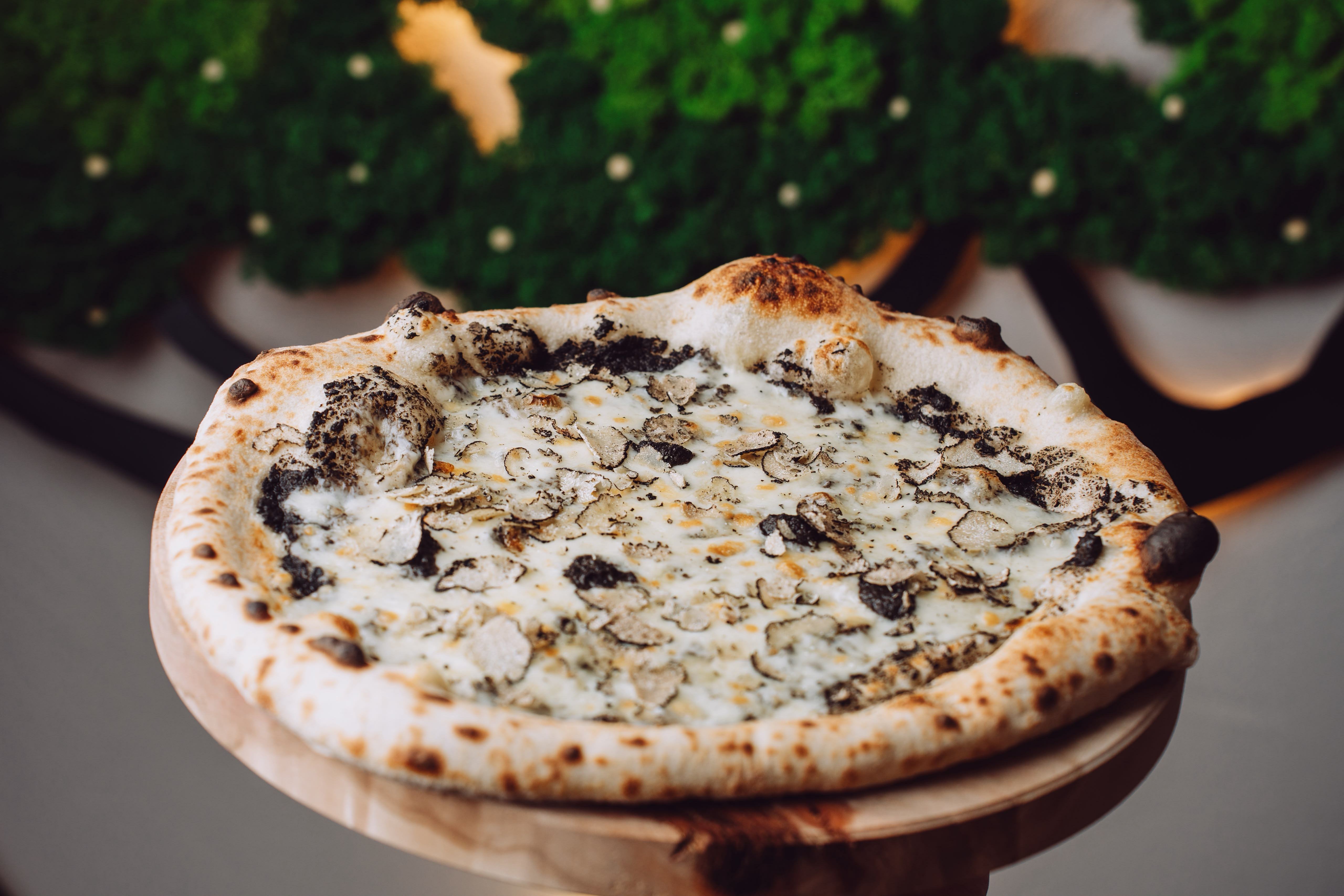 Neapolitan truffle pizza fresh from the oven